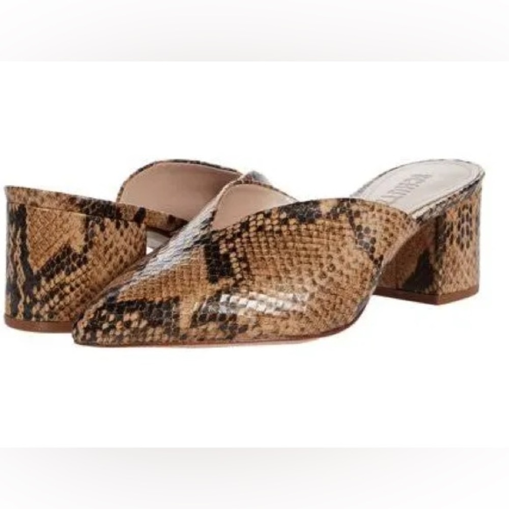 New SCHUTZ Dauani Houndstooth Slip-on Pointed Toe Mule leather sole women’s 8.5
